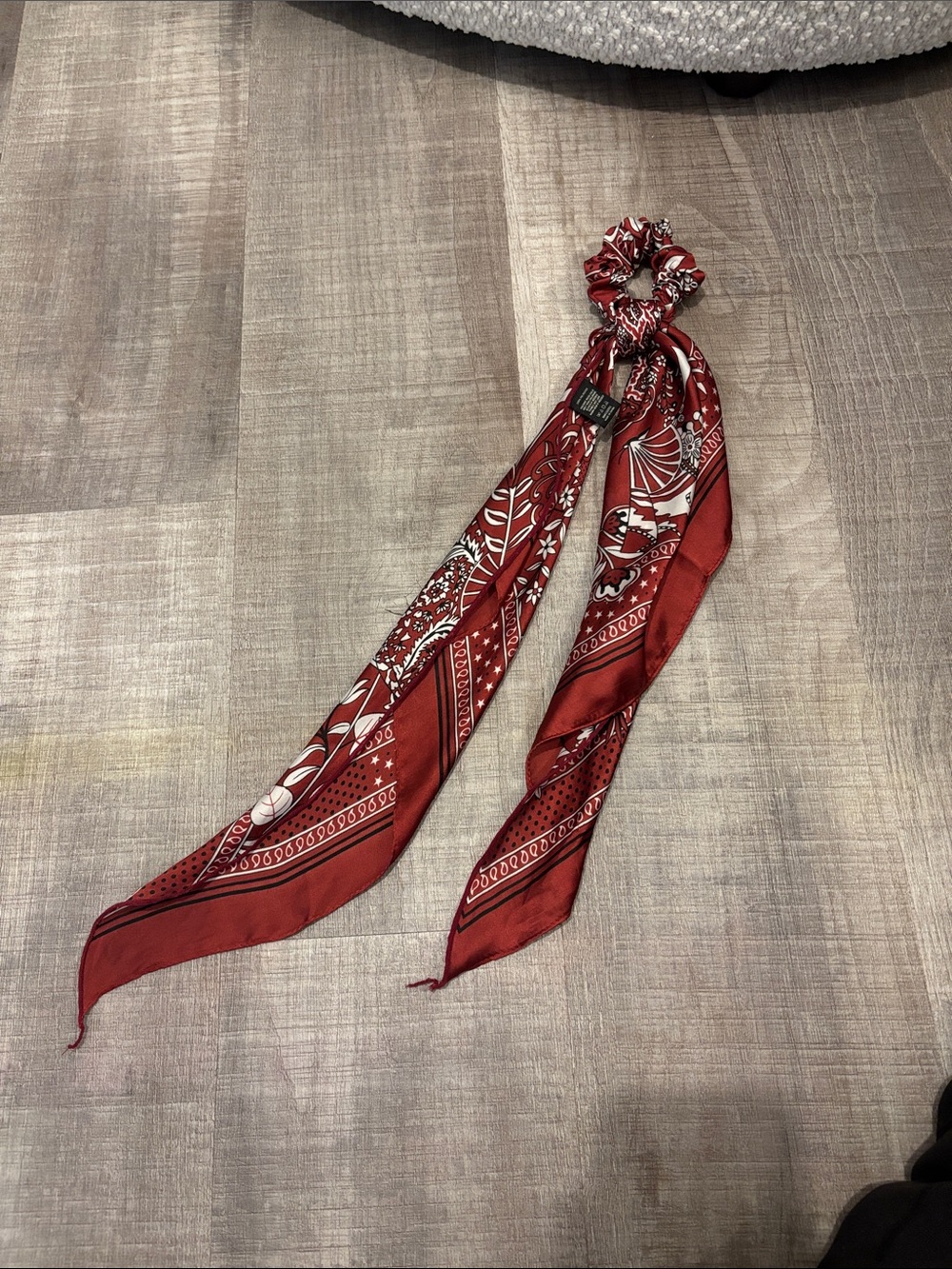 red silky hair scarf